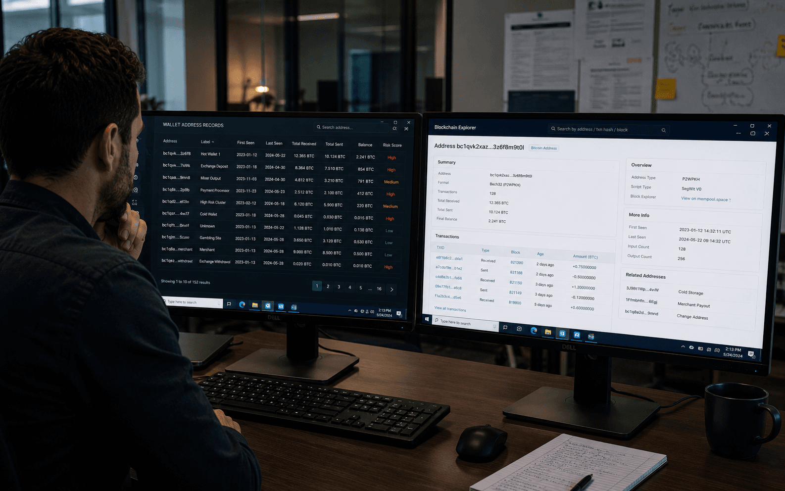 Crypto wallet investigation comparing wallet records and exchange documentation.